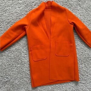 Vibrant Orange Open Front Coat